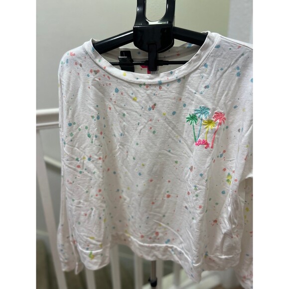 Lilly Pulitzer Tops - Lilly Pulitzer Sheridan Palm Tree Paint Splatter Crewneck Sweatshirt Top Size XL